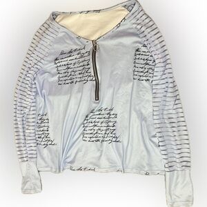 Stylish Blue Script Print Women's Top